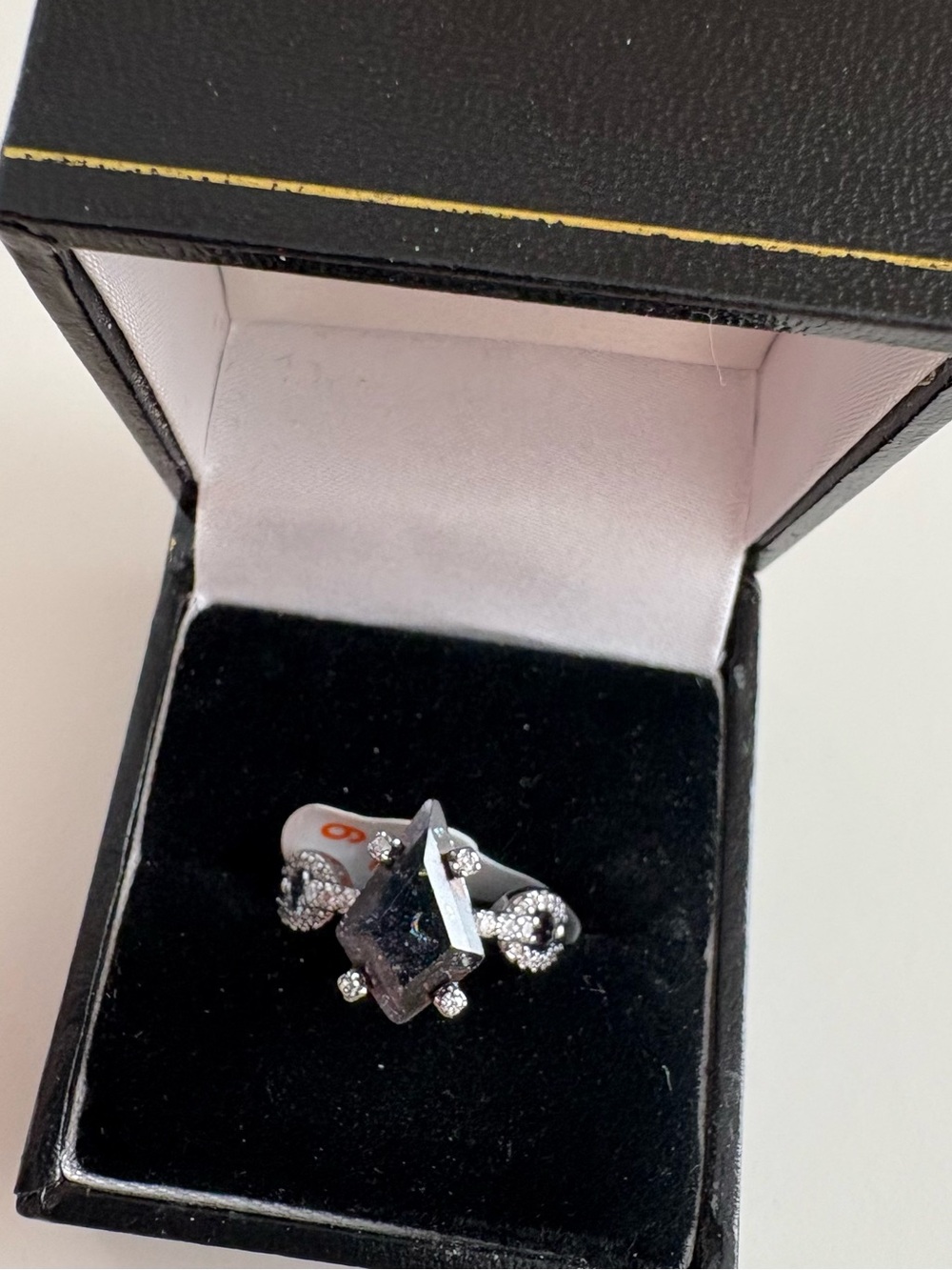 Bomb Party A Secret Between Us Ring RG91661 Black Ice Crystal Hematite Plating